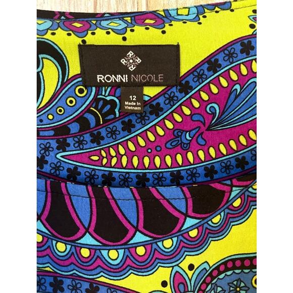 Ronnie Nicole Boho Paisley Print Dress Size 12 - Excellent - Picture 5 of 9